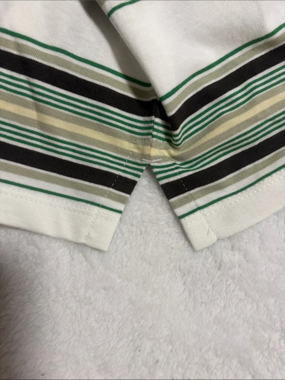 Boy’s Old Navy White Polo with Green and Black Stripes Size 8